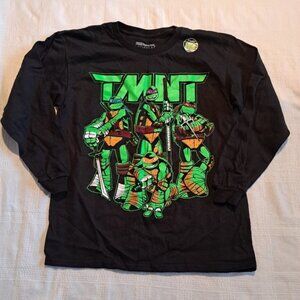 TMNT boys size Large glow in the dark black long sleeve shirt, 2015 design NEW